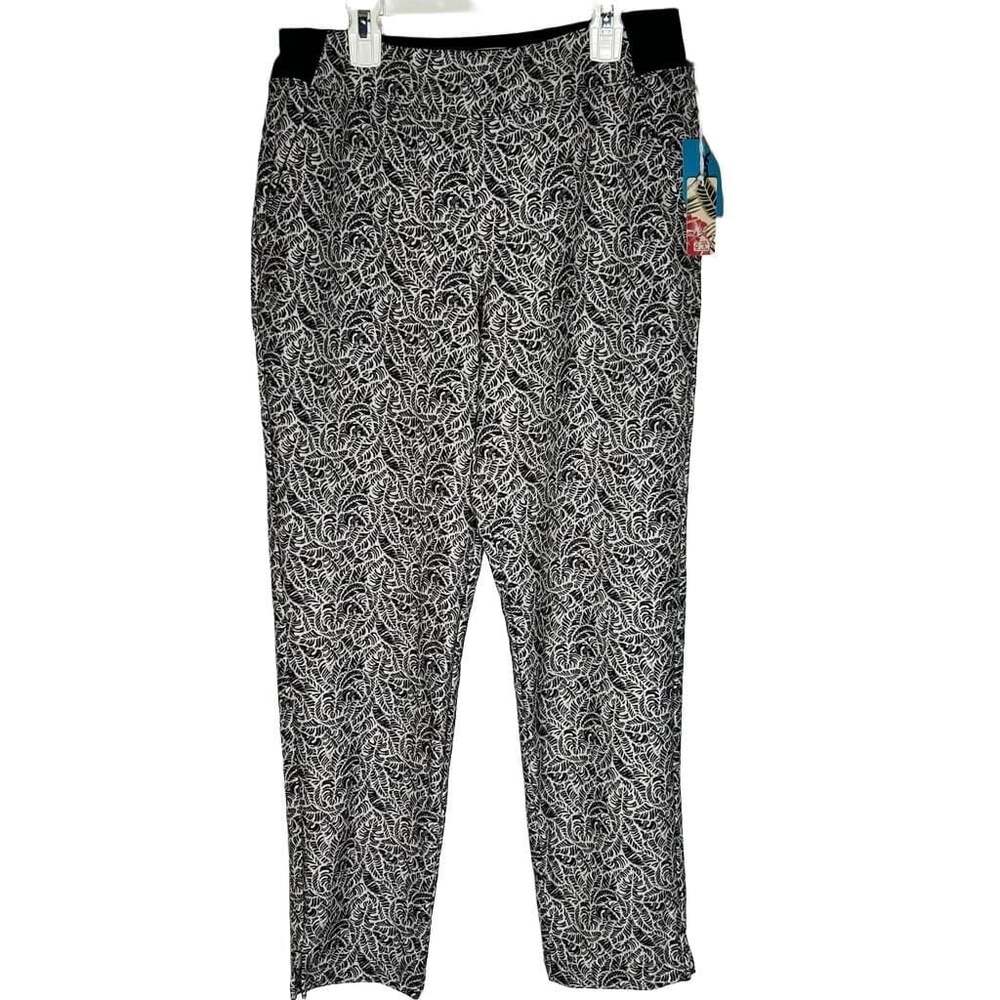 Tommy Bahama Everyday Active Navy and White Leaf Print Pull-On Crop Pants